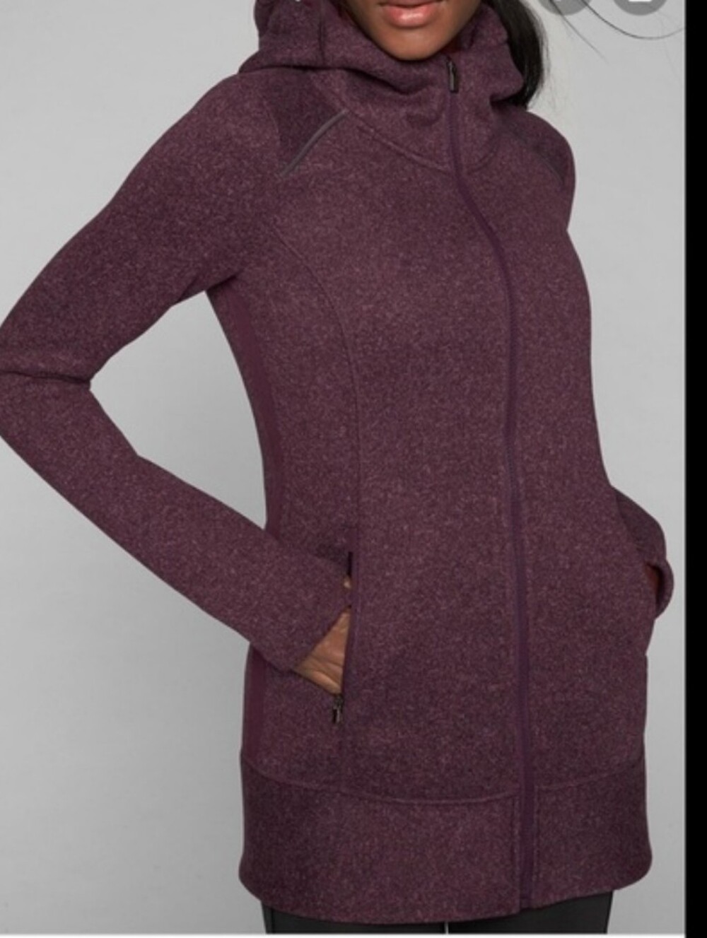 Athleta CYA Stronger Fleece Jacket In Maroon/ Plum